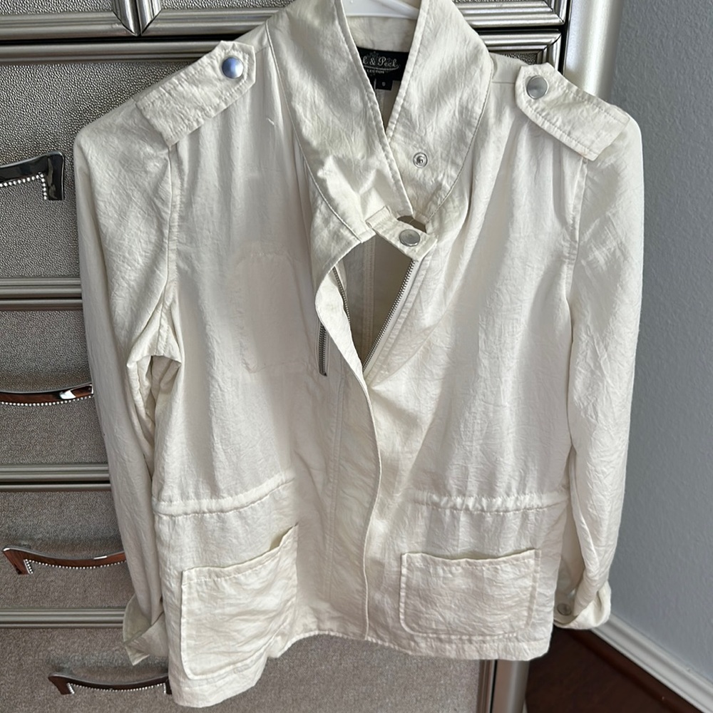 Size small cream white zip up lightweight bomber jacket